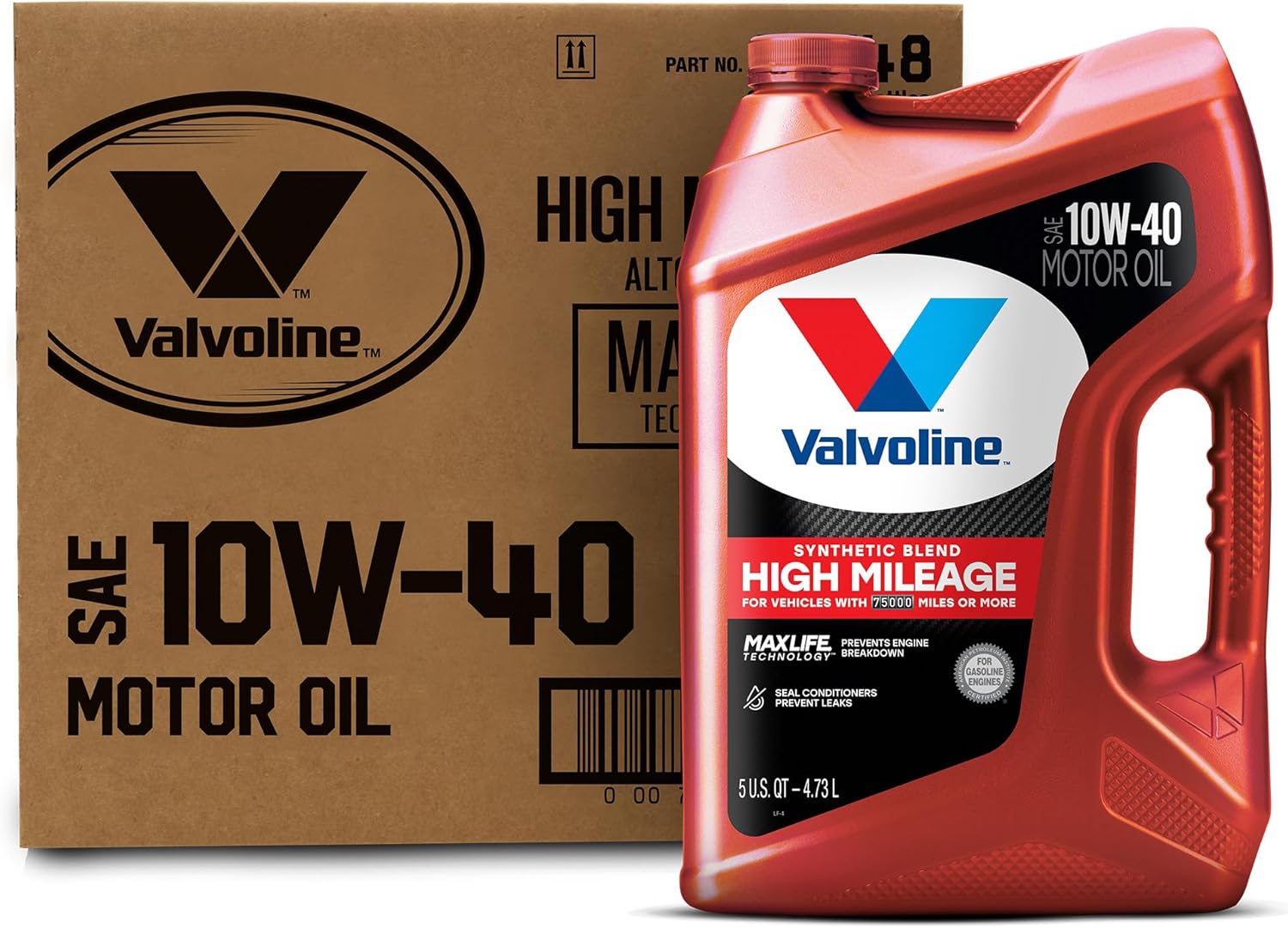 Valvoline High Mileage Motor Oil with MaxLife Technology 5 QT