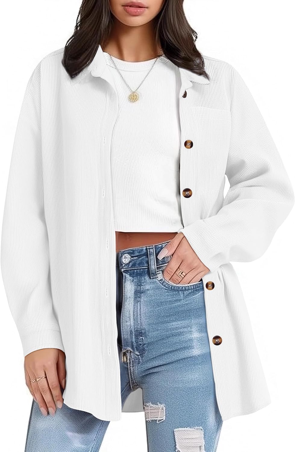 Plus Size Corduroy Shirt for Women - Stylish Fall Blouse