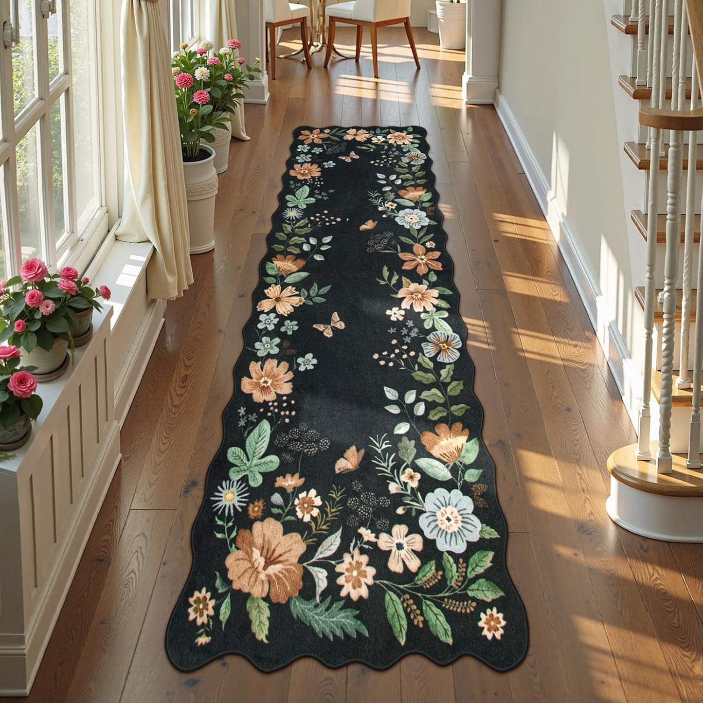 Lahome Floral Runner Rug for Hallways - Soft Washable Non Slip