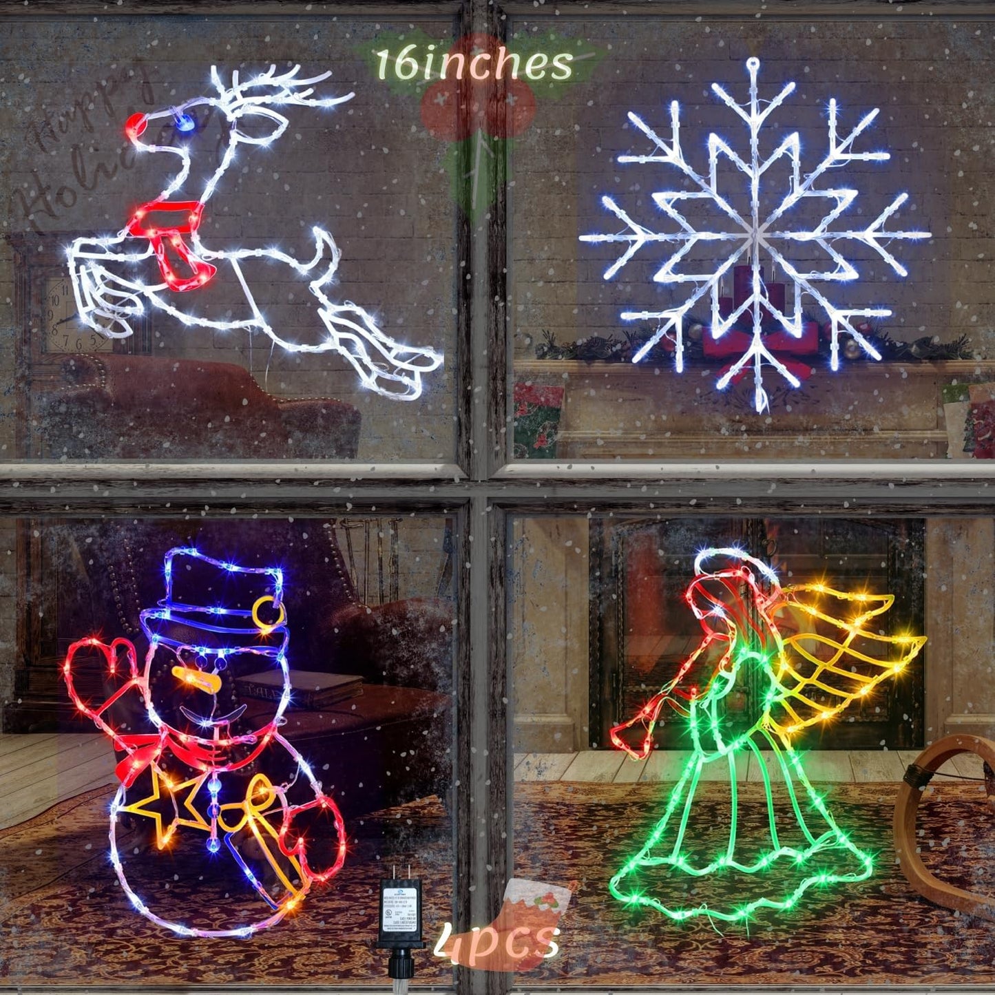 16 in Christmas Window Silhouette Lights for Holiday Decor
