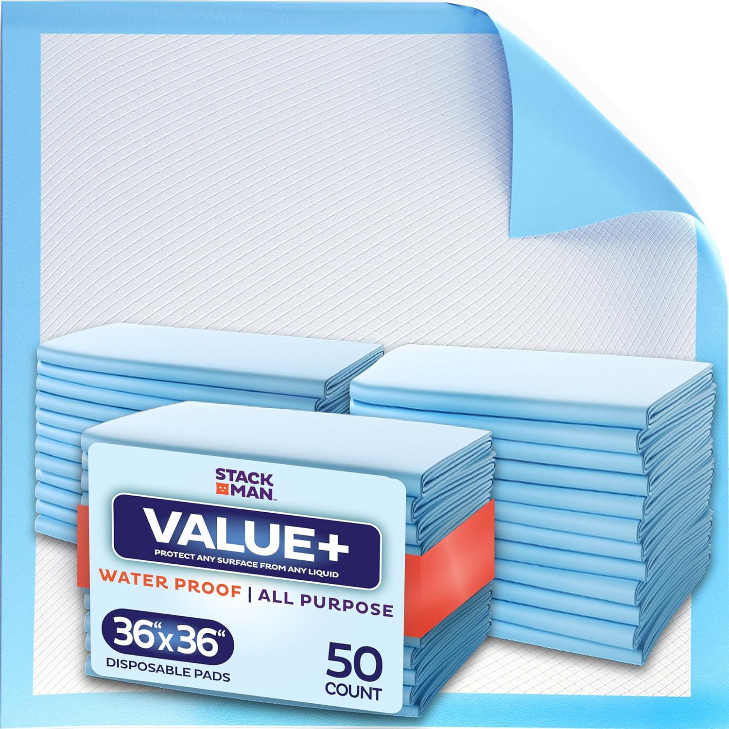 Stack Man 36x36 Disposable Underpads [50-Pack] - Extra Absorbent!