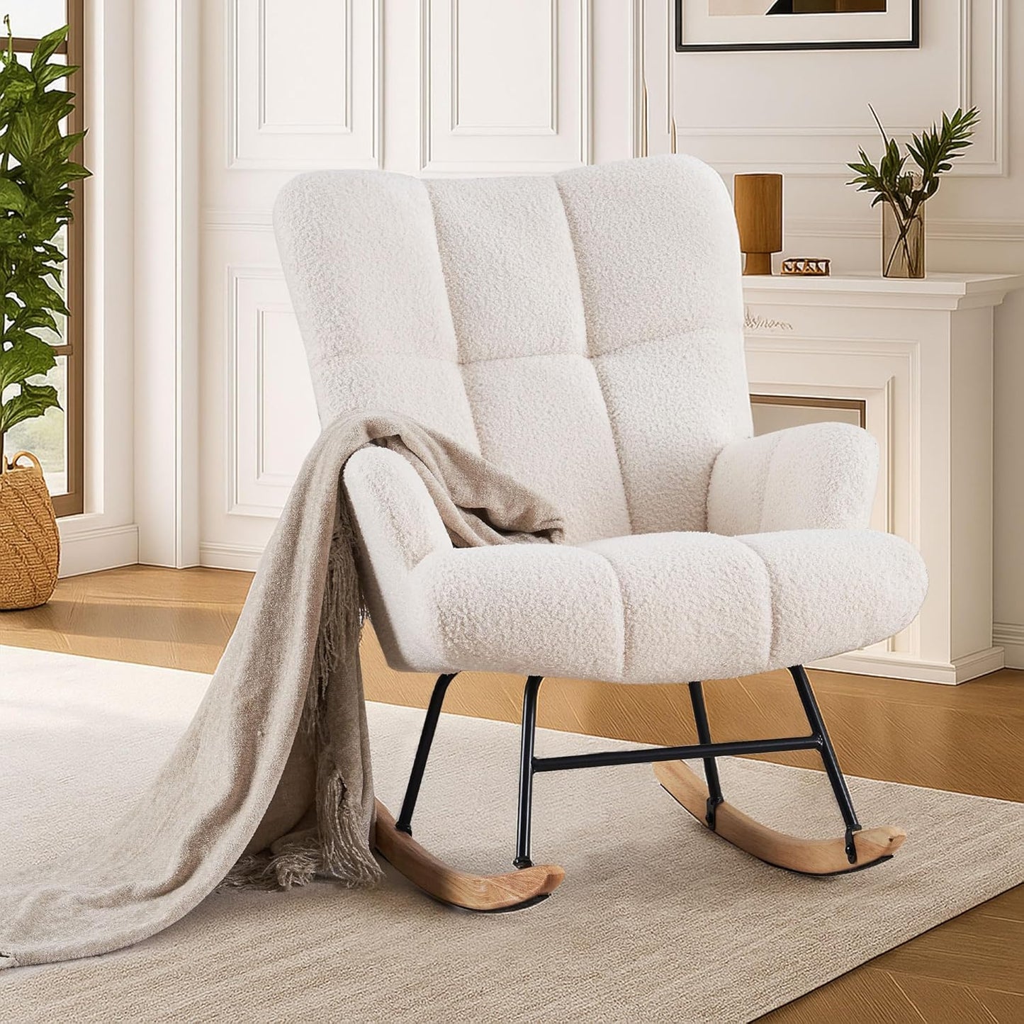 Joysoul Teddy Nursery Rocking Chair - Plush Velvet Comfort & Style