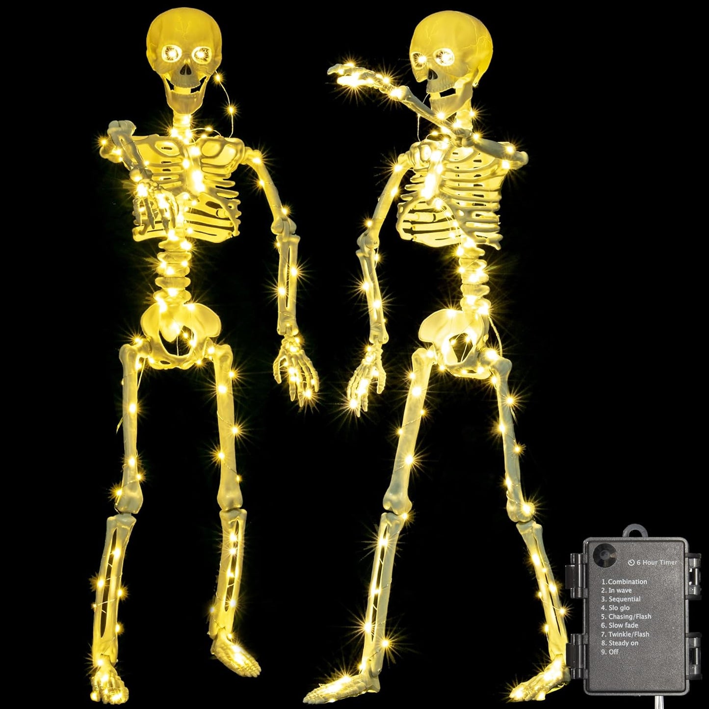 Light Up Halloween Skeletons - 40 Inch Posable Decor for Parties