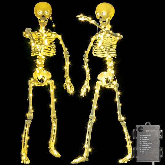 Light Up Halloween Skeletons - 40 Inch Posable Decor for Parties