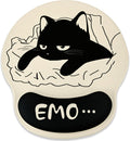 Funny Cat Mouse Pad with Wrist Rest - Ergonomic PU Base
