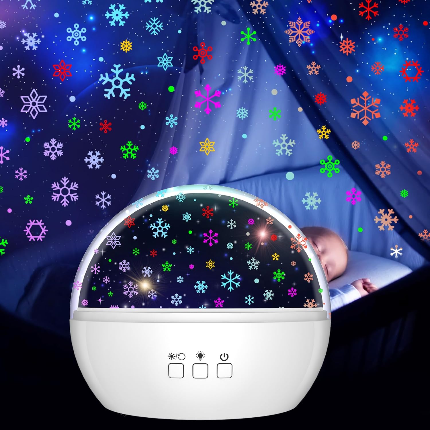 Dazzling Snowflake & Star Projector for Kids' Room