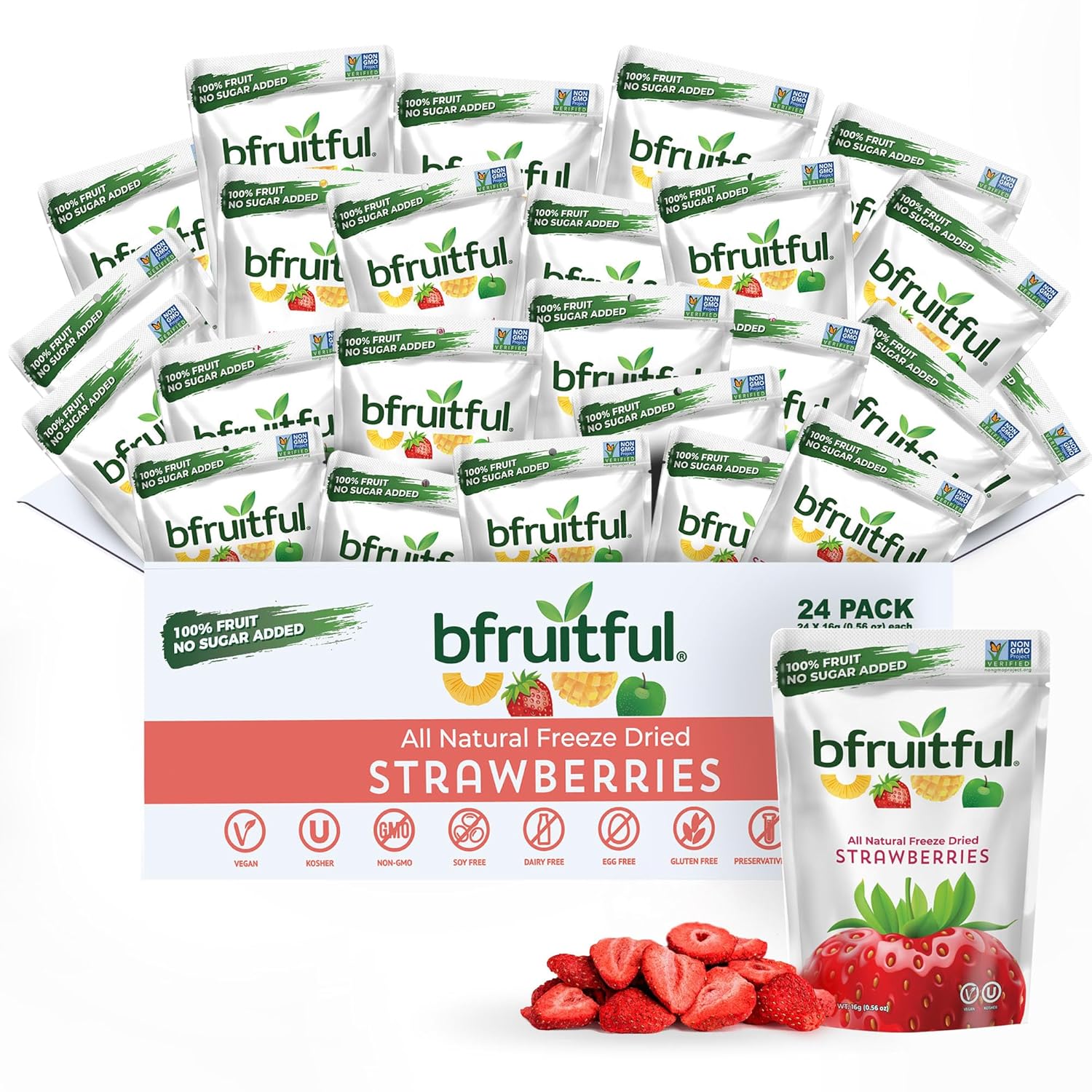 bfruitful Freeze-Dried Strawberries - Healthy Snack Packs