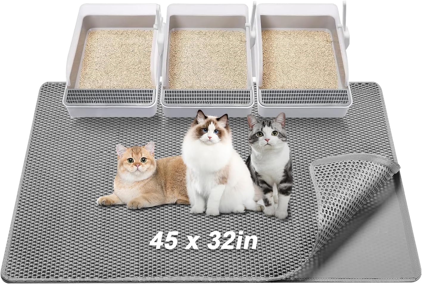 Extra Large Cat Litter Mat 45x32 Inch for Easy Cleanup
