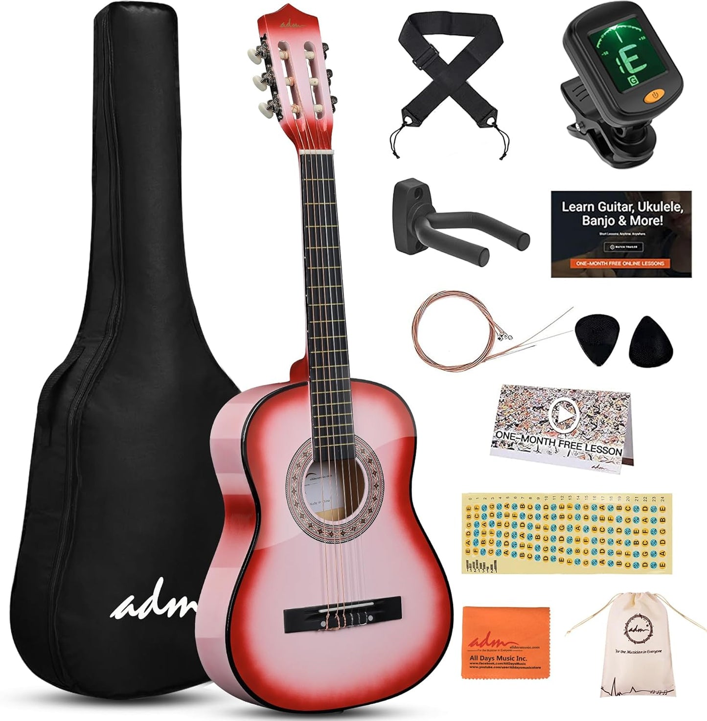 ADM Beginner Acoustic Classical Guitar Bundle Kit for Kids