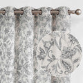 Lazzzy Green Floral Linen Farmhouse Curtains 63 in Length - Light