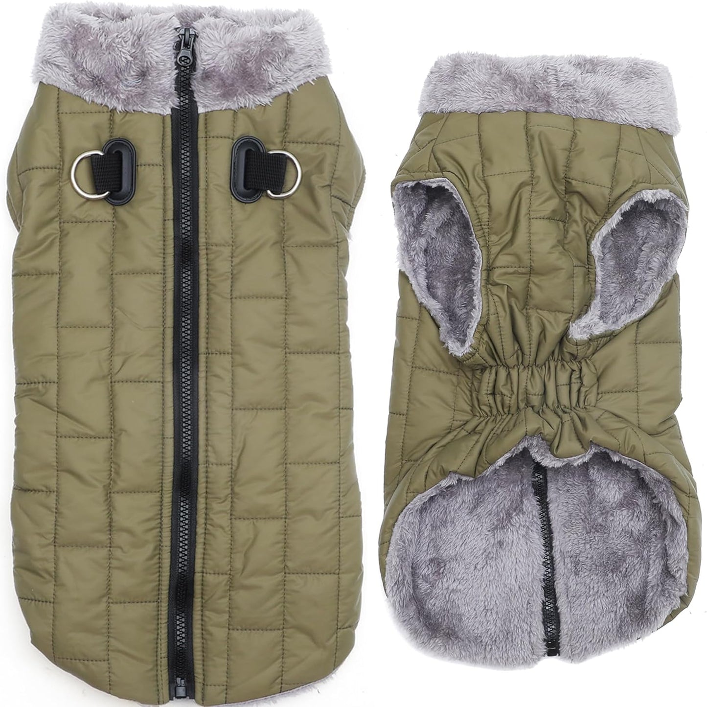 Warm Fleece Dog Coats with Built-in Harness for Small Dogs