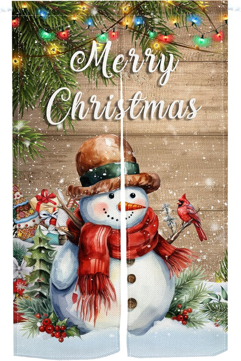 Merry Christmas Japanese Doorway Curtain - Festive Winter Decor