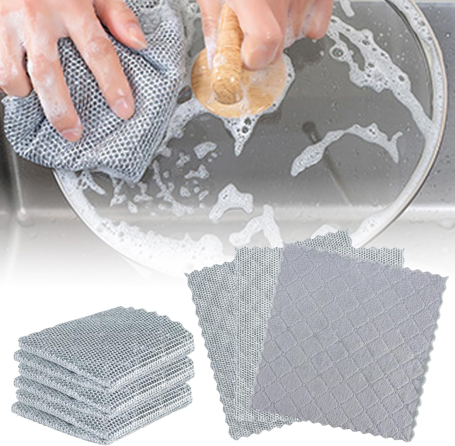 3-in-1 Non-Scratch Dishwashing Rags Set