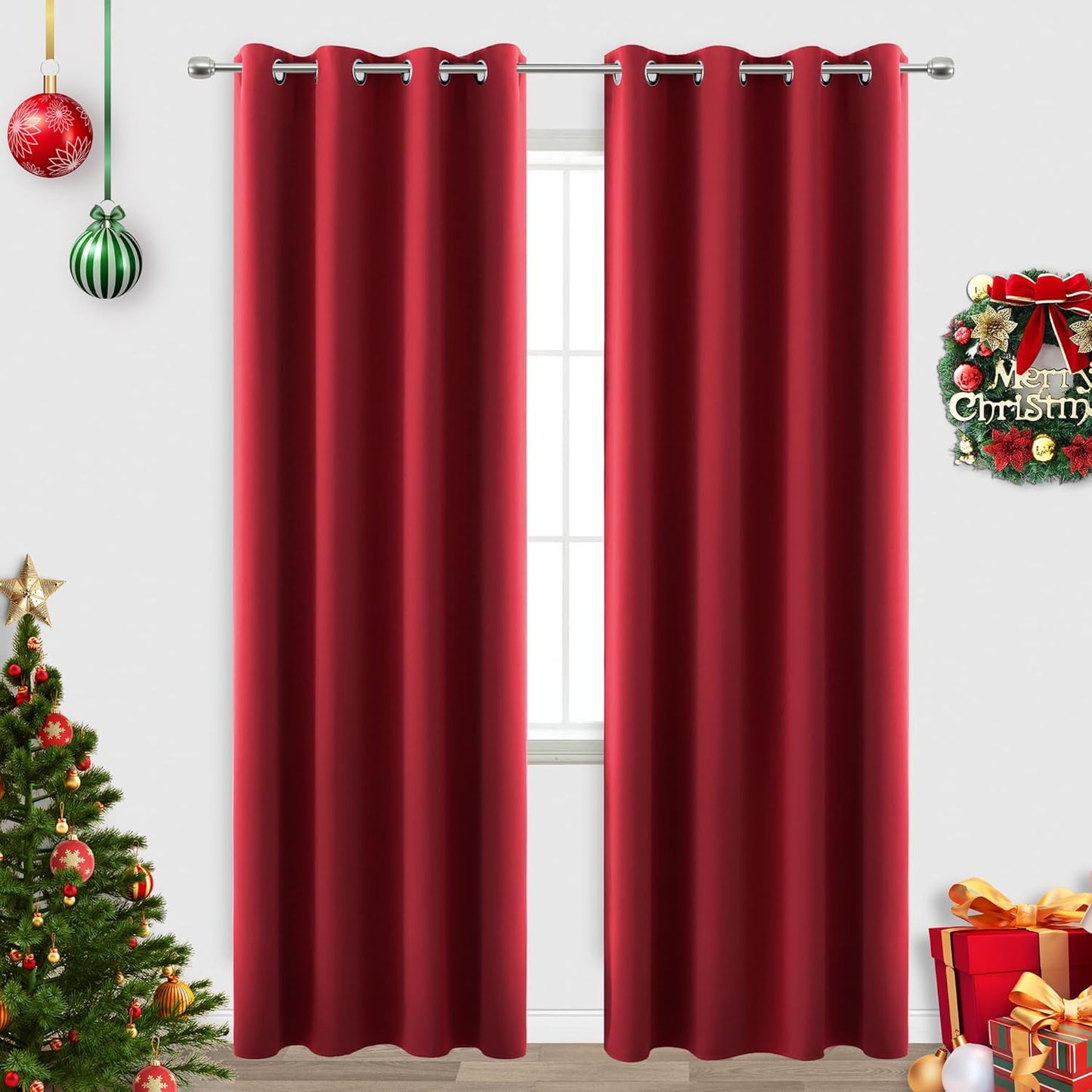 KOUFALL Christmas Curtains for Living Room - Blackout 96 in