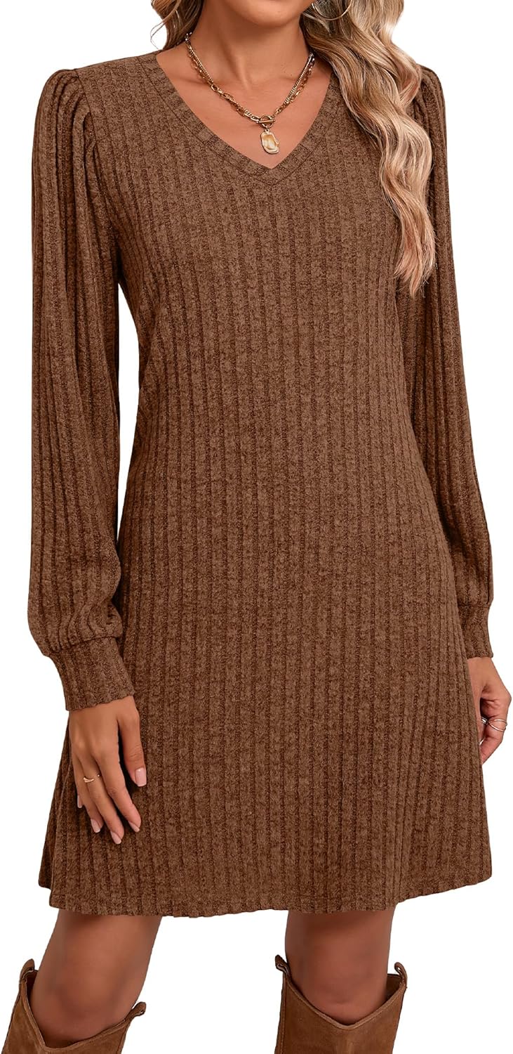 Ficerd Women's Knit Long Sleeve Sweater Dress for Fall Style
