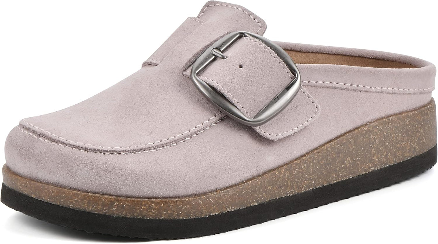 White Mountain Women's Bueno Mule with Oversize Statement Buckle