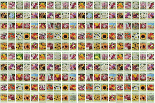 Set of 200 Assorted Flower Seed Packets for Your Garden