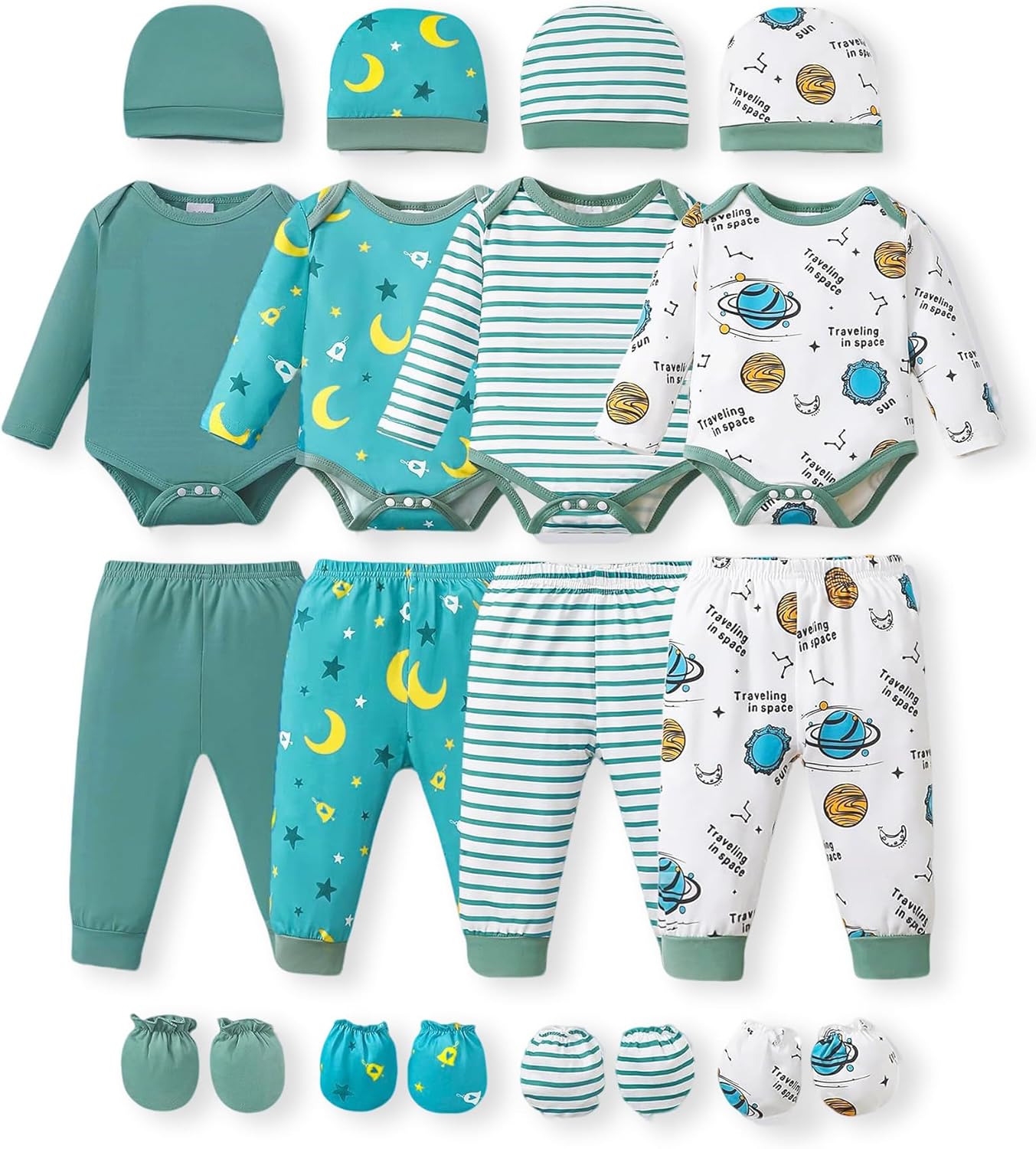 NZRVAWS Newborn Baby Boy Girl Clothes 4-Pack Outfit Set