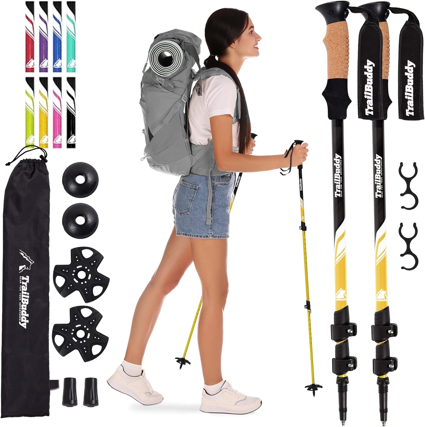 TrailBuddy Trekking Poles for Hiking - Lightweight & Durable