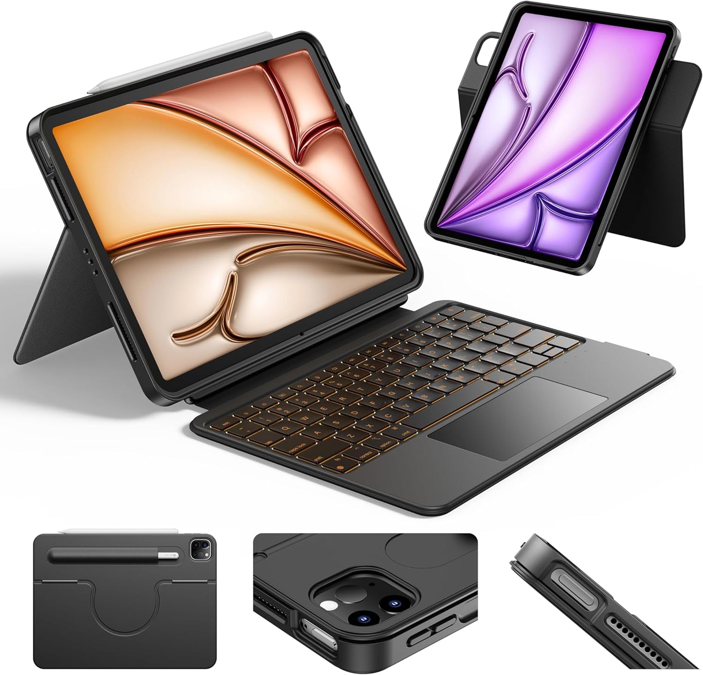 HOU iPad Air 11 Case with Keyboard: Magnetic Full Protection