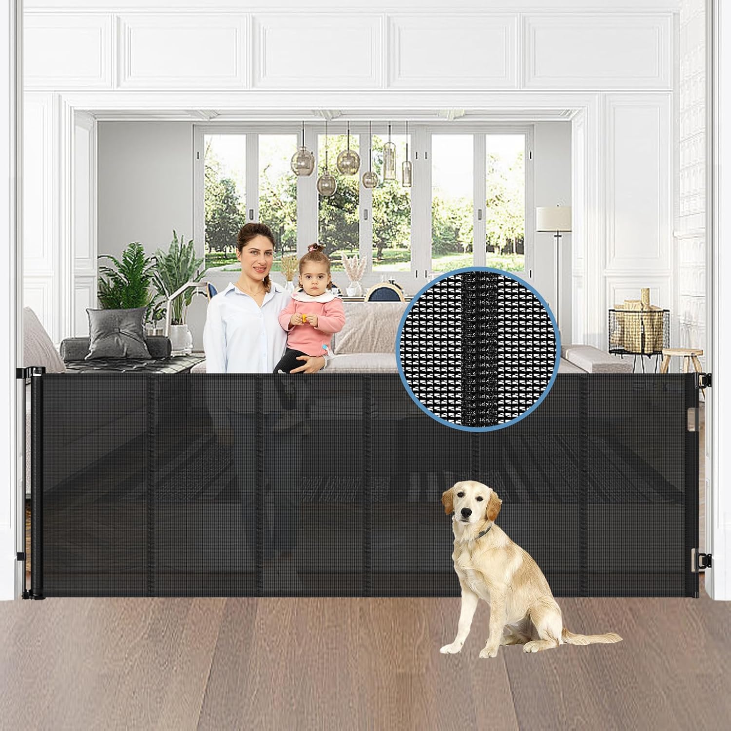 Retractable Baby Gates for Kids and Pets - Extra Wide 75 in