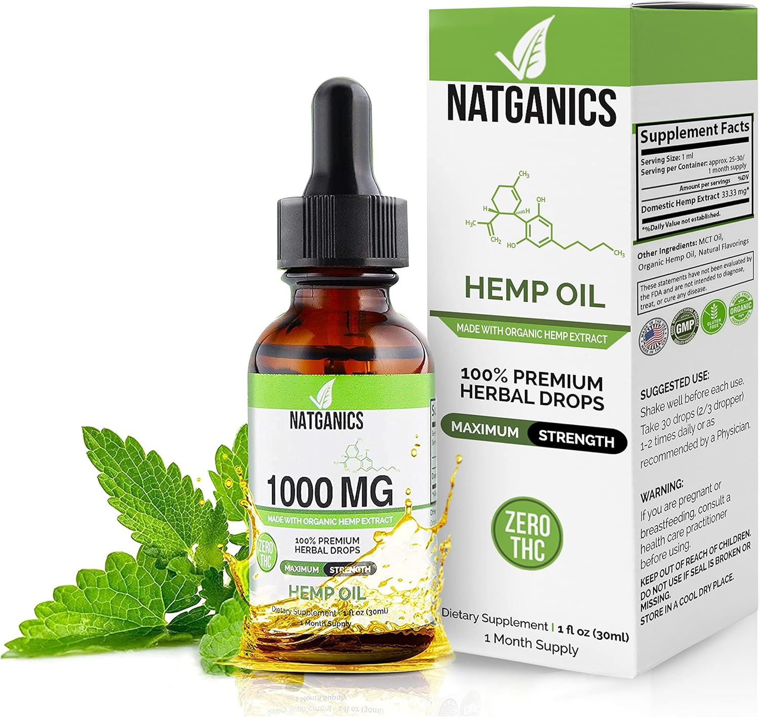 Organic Hemp Oil 1000mg - Ultra Premium Hemp Oil Drops for Relief