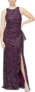 Elegant Long Sleeveless Cascade Ruffle Detail Dress for Women