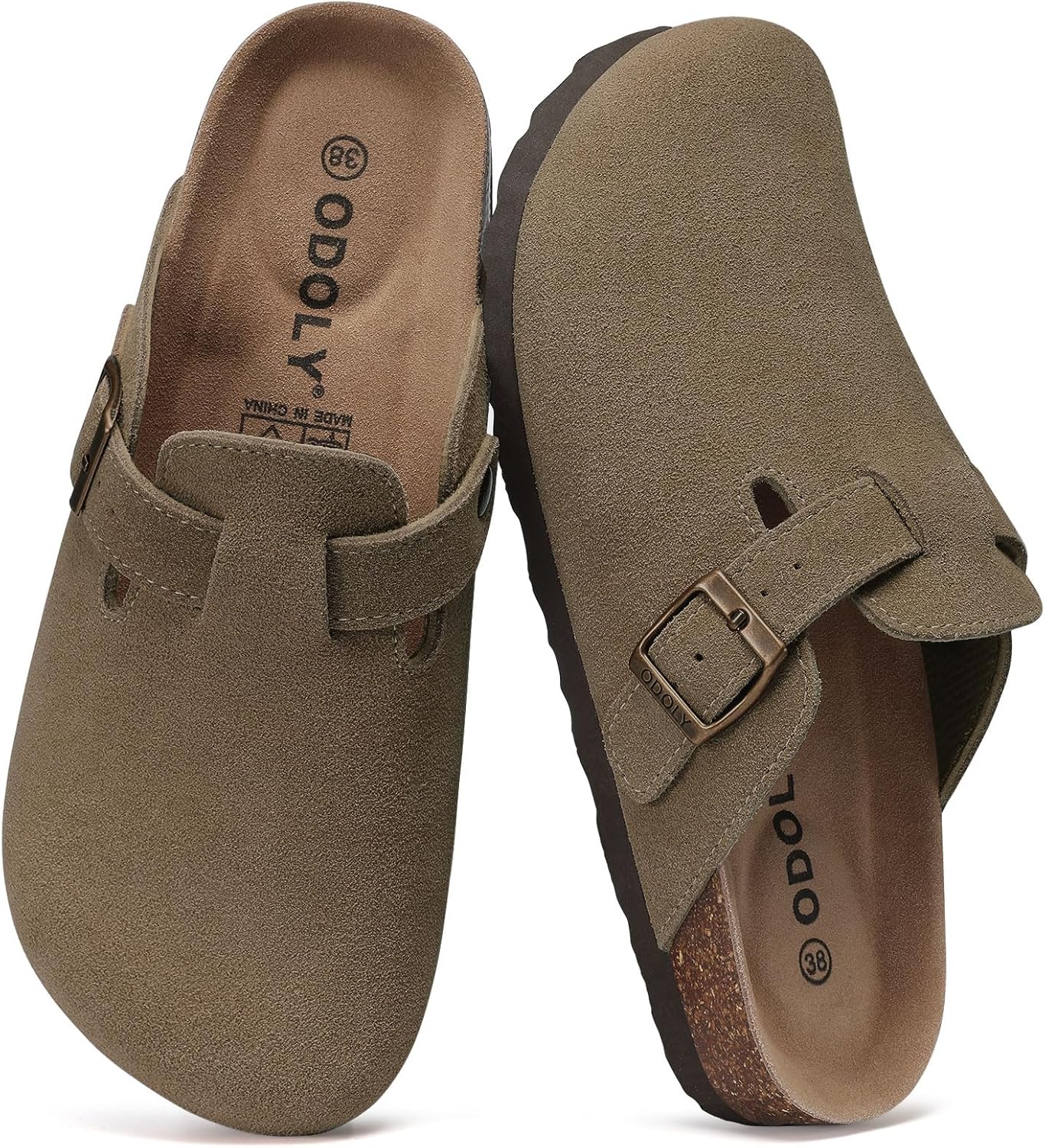 Genuine Suede Clogs for Women Men with Soft Cork Footbed