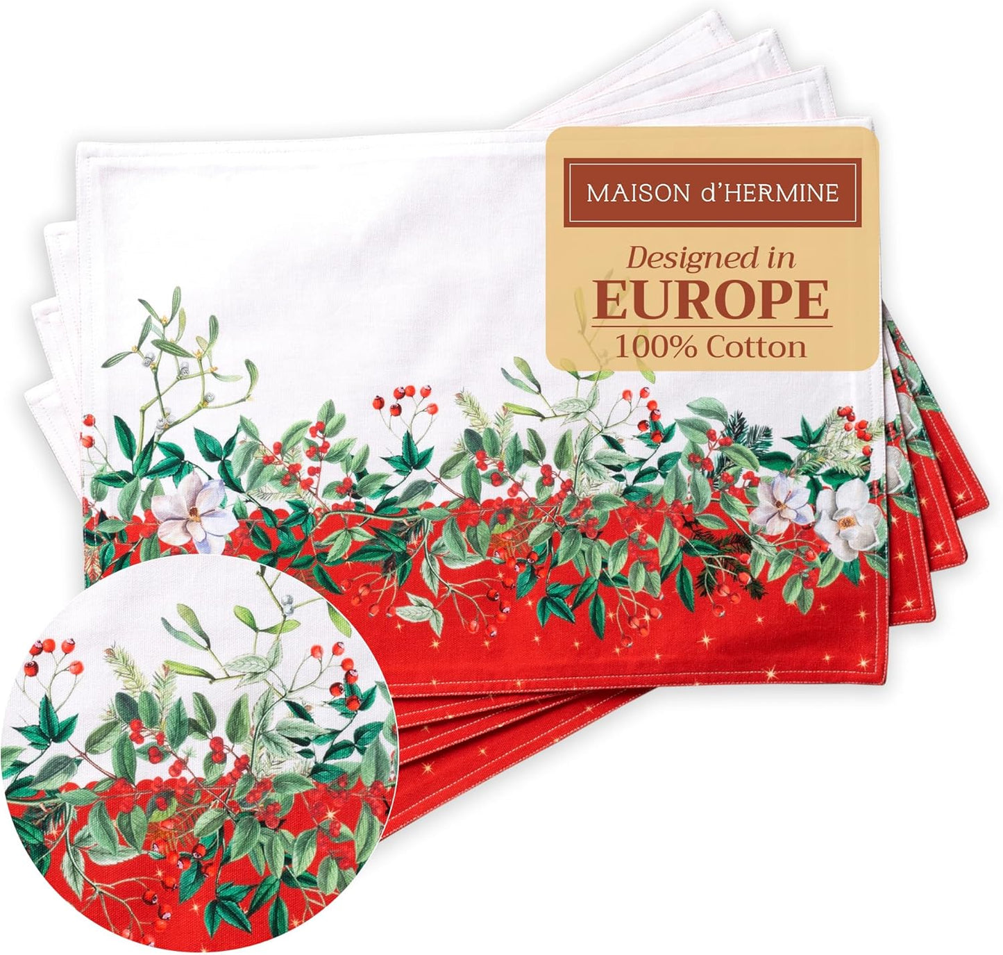 Maison d' Hermine Placemats Set of 4 for Elegant Dining Decor