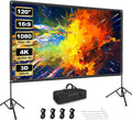 Qoolfoto 120 Inch Outdoor Projector Screen: 4K HD, Portable & Wrinkle-Free