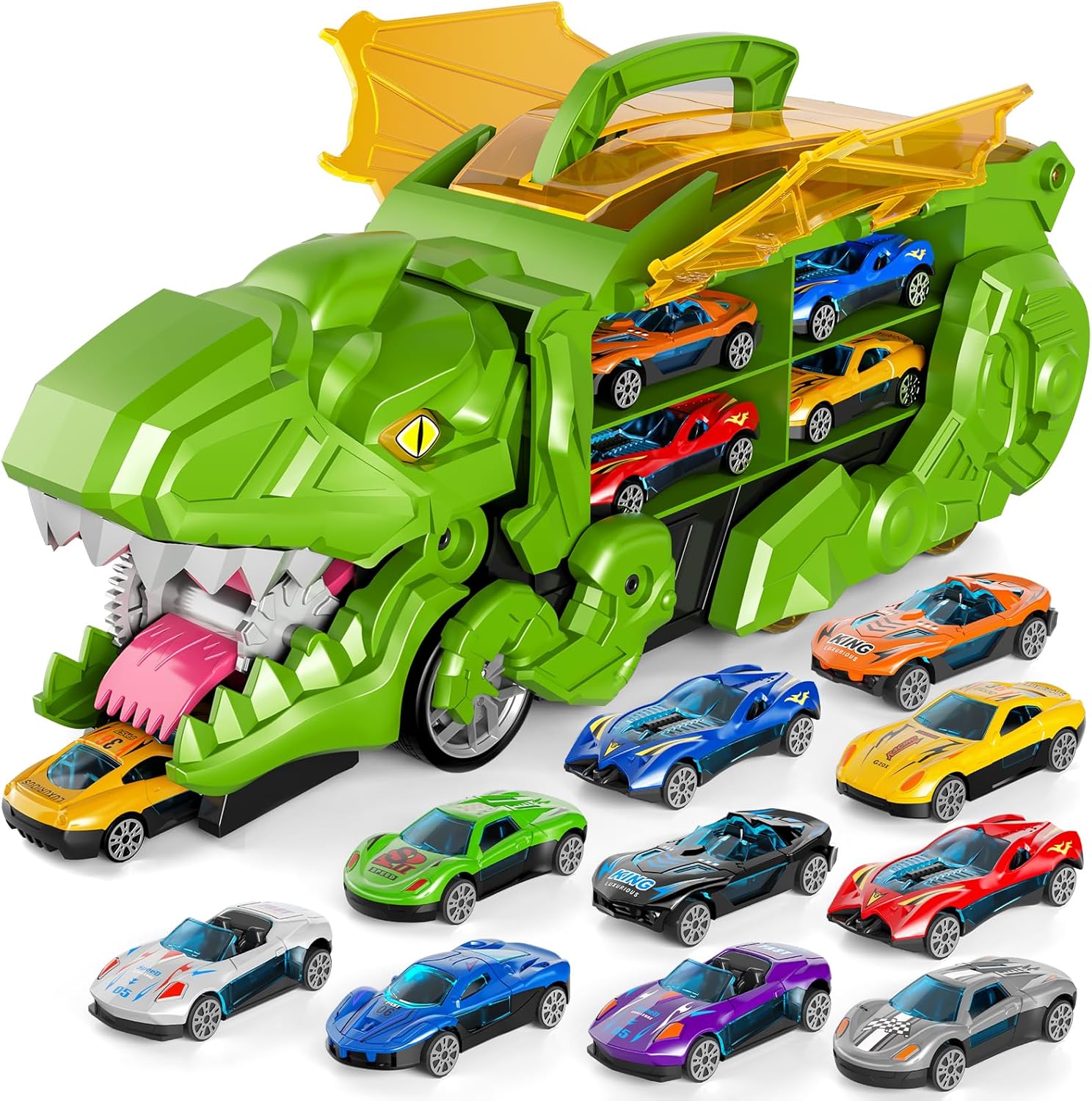 Toddler Truck Toys for 3-6 Years Old Boys with Dino Transporter