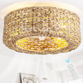 Handwoven Rattan Boho Ceiling Fan with Lights and Remote - Low Profile