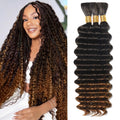 Ombre Human Braiding Hair 22in Deep Wave Bulk Boho Braids