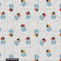 Silver White Teal Yellow Combed Cotton Fabric by the Yard - Soft