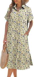Zeagoo Button Down Shirt Dress Knee-Length Summer Cover Up - Versatile