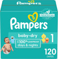 Pampers Diapers Baby Dry Size 1 - 120 Count - Leakproof Nights