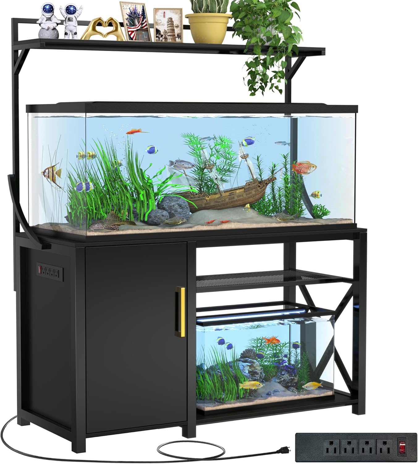 GDLF 55-75 Gallon Fish Tank Stand with Power Outlet and Storage