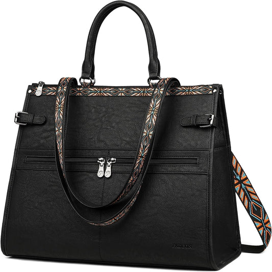 FADEON Laptop Bag for Women: Stylish PU Leather Tote Backpack