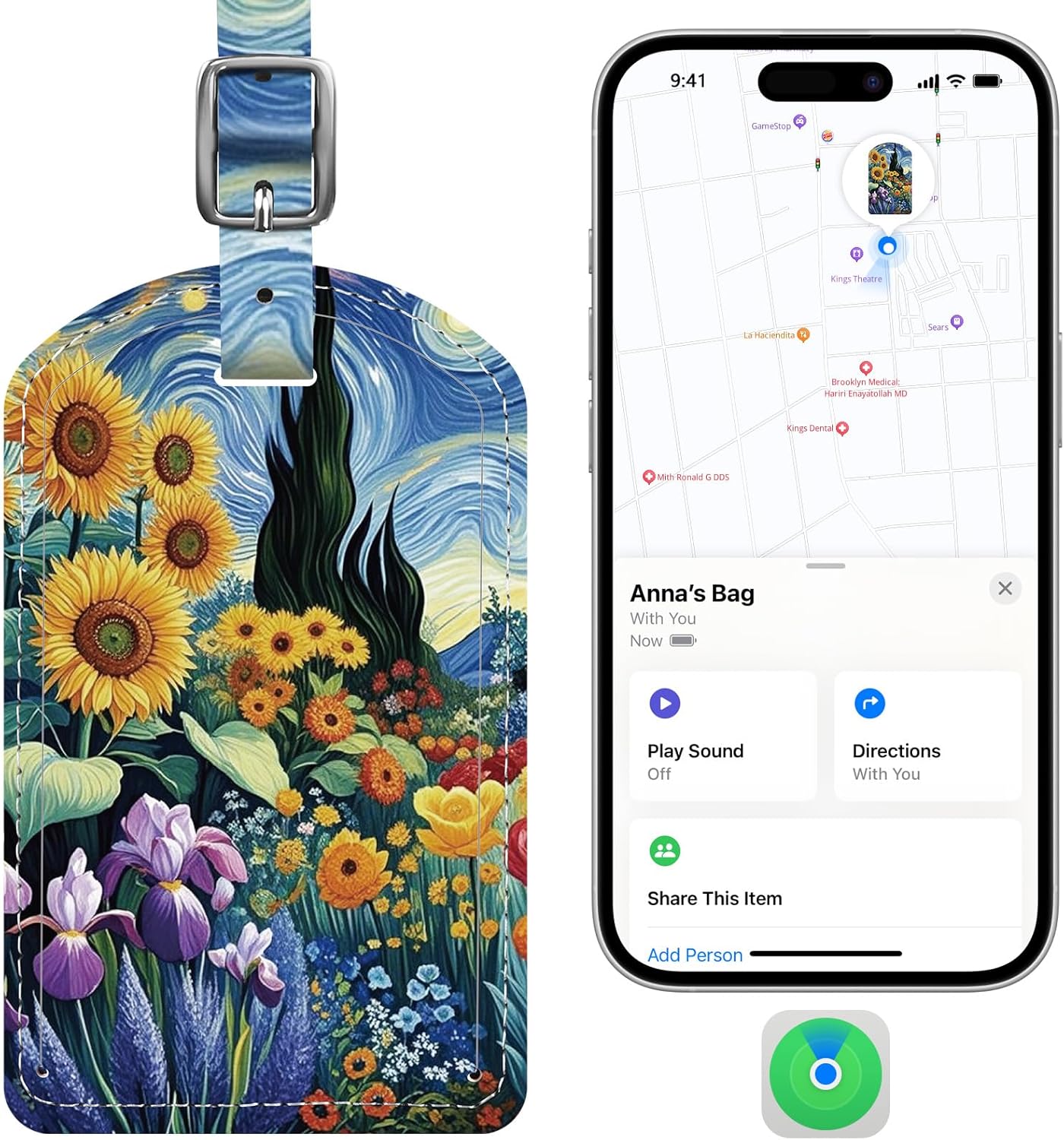 Luxury Leather Luggage Tags with Anti-Loss Tracker for Travel