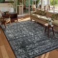 Lahome 6x9 Area Rug Washable Black Vintage Distressed - Soft, Non Slip