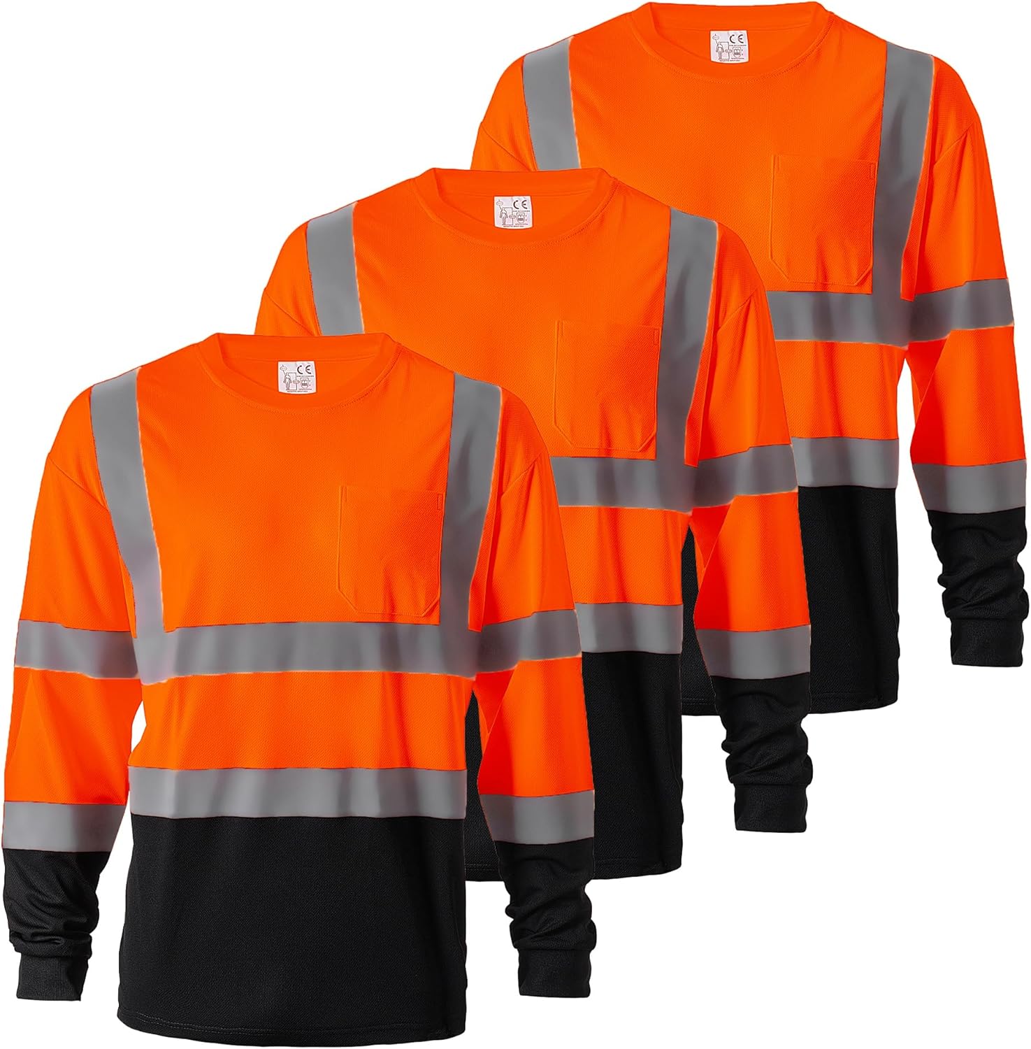 ProtectX Men's High Visibility Long Sleeve Reflective Safety T-Shirts