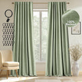 MIULEE 100% Blackout Curtains 90 in Long Sage Green - Room Darkening