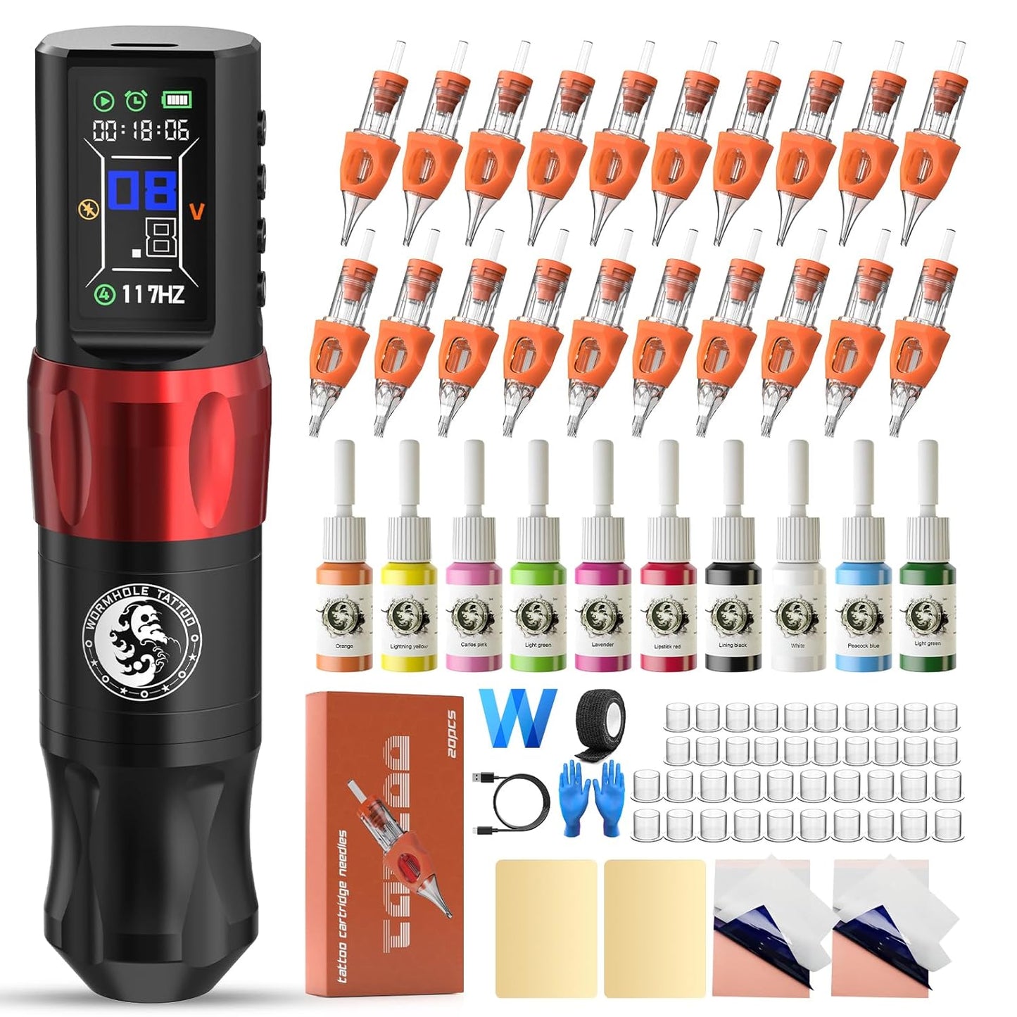 Wormhole Tattoo Gun Kit Wireless Tattoo Machine for Artists