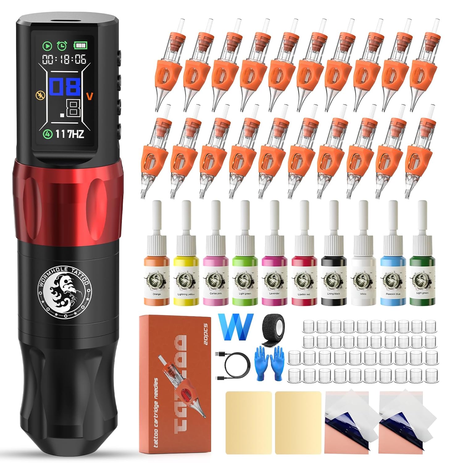 Wormhole Tattoo Gun Kit Wireless Tattoo Machine for Artists