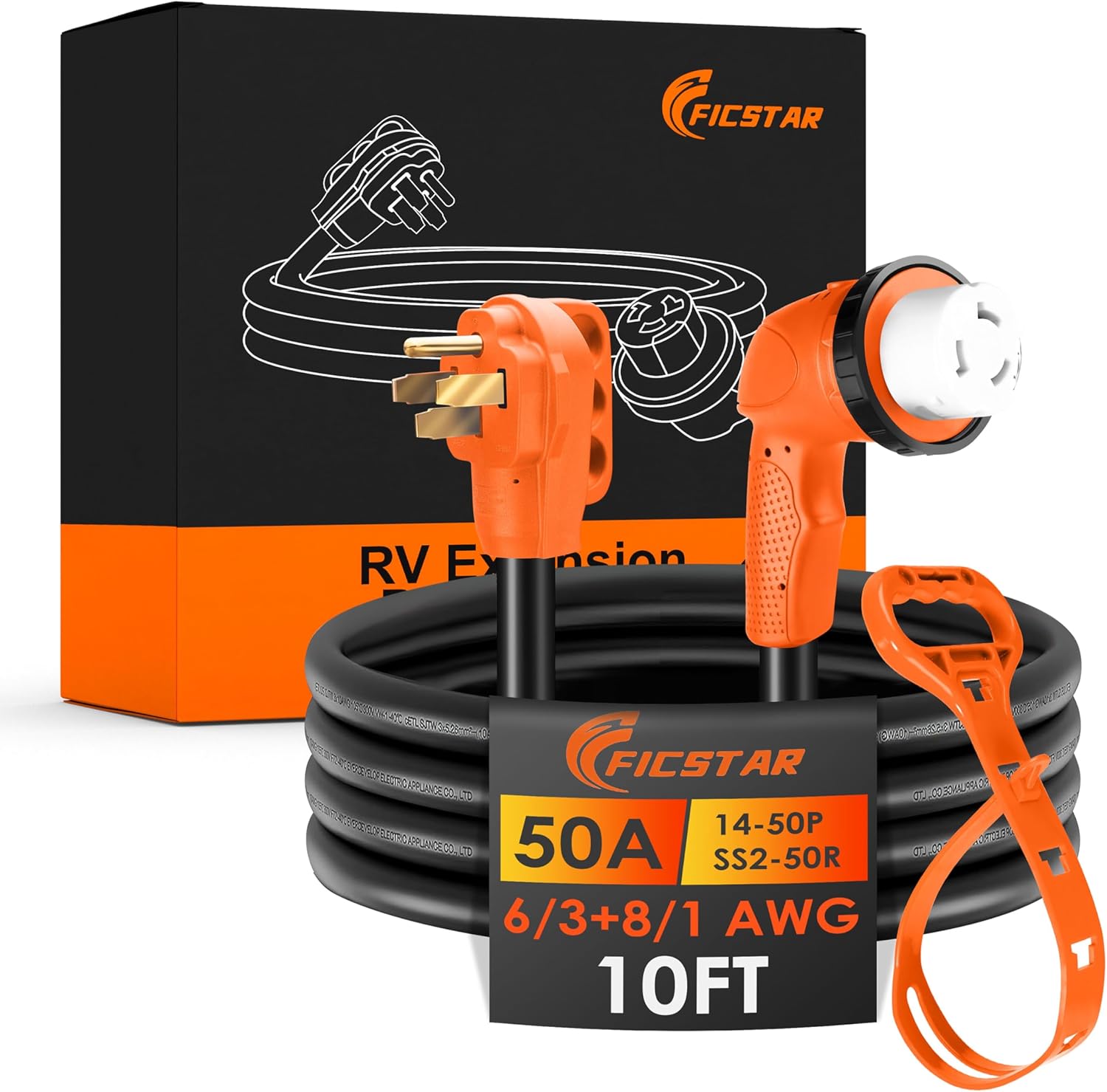 50 Amp RV Extension Cord 10 ft for Heavy Duty Power Needs