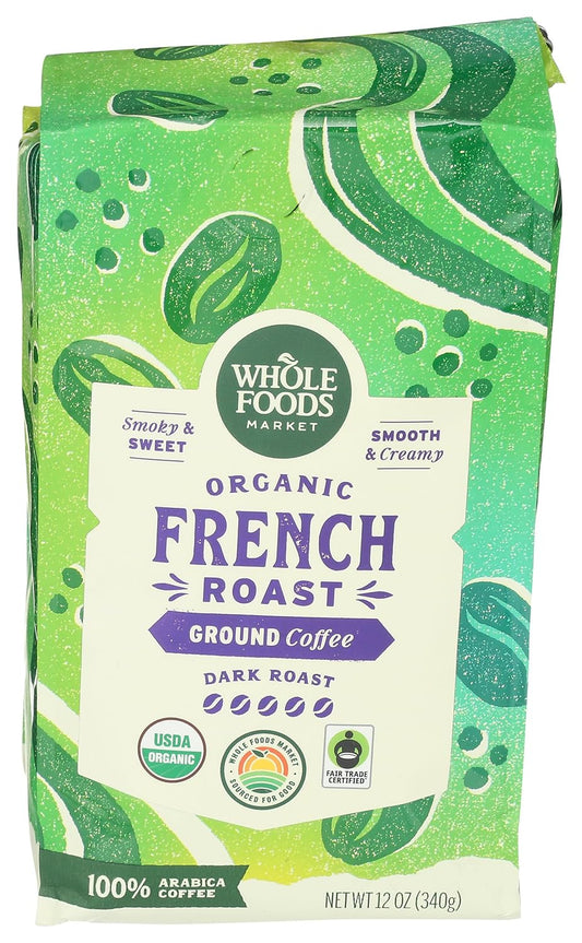 Organic French Roast Ground Coffee, Smoky & Sweet Blend, 12oz