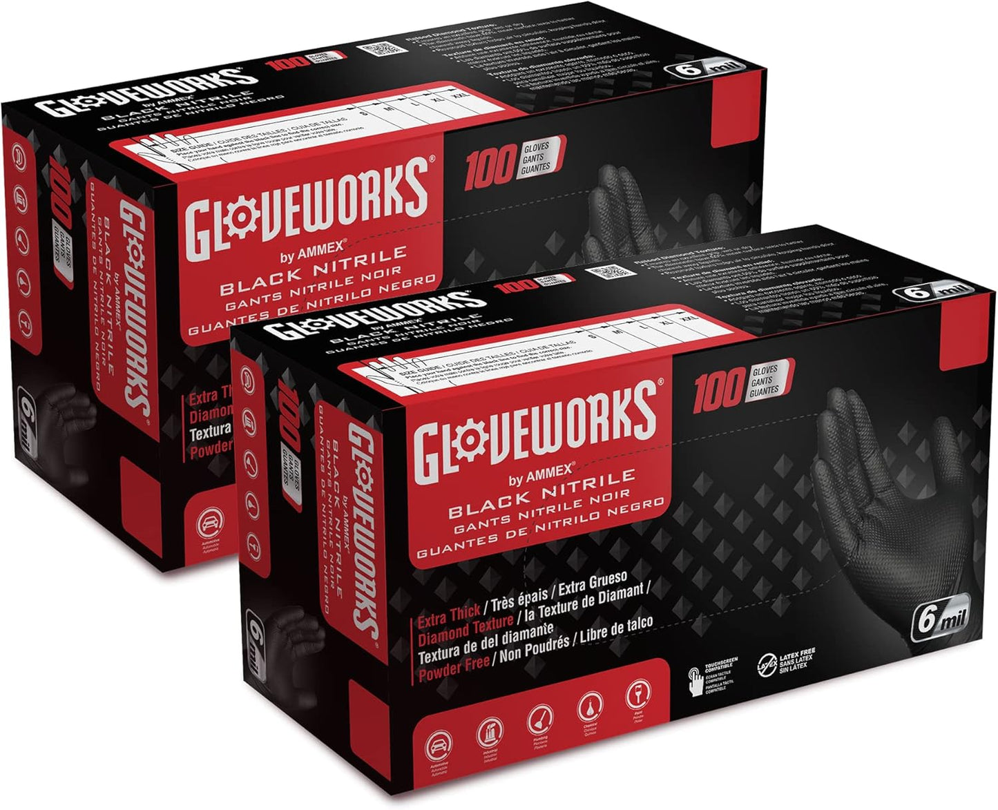 GLOVEWORKS HD Black Nitrile Gloves - Heavy Duty Mechanics Gloves