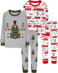 Boys Long Sleeve Cotton Pajamas Size 18Months-12Years - 4pc Set