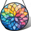 Stained Glass Window Hanging Colorful Flower Petals Suncatcher