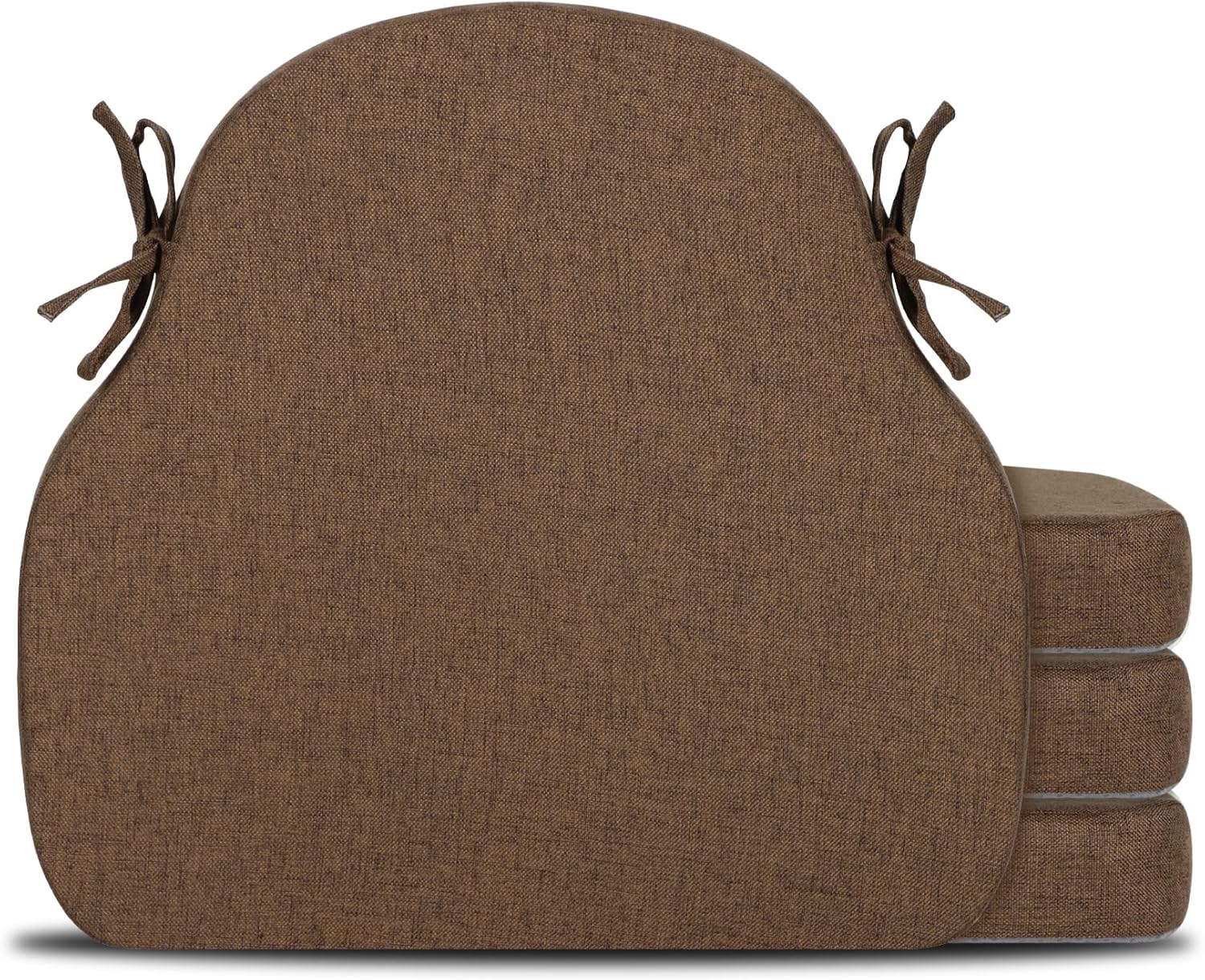 4 Pack Brown Winsor Chair Cushions for Dining Kitchen Comfort